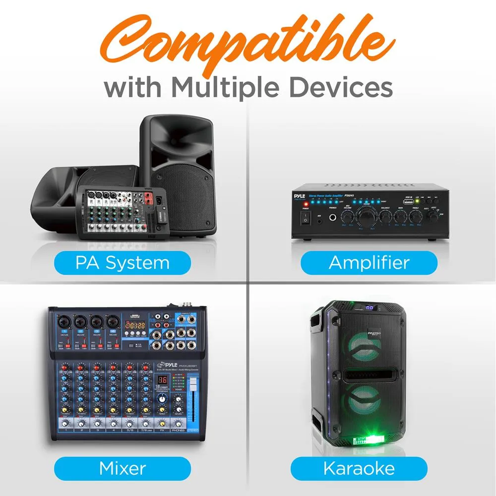 Vhf Wireless Microphone System, Fixed Frequency, Independent Adjustable Volume Controls (Includes Handheld Mic, Body Pack Transmitter, Lavalier Mic, Headset Mic)
