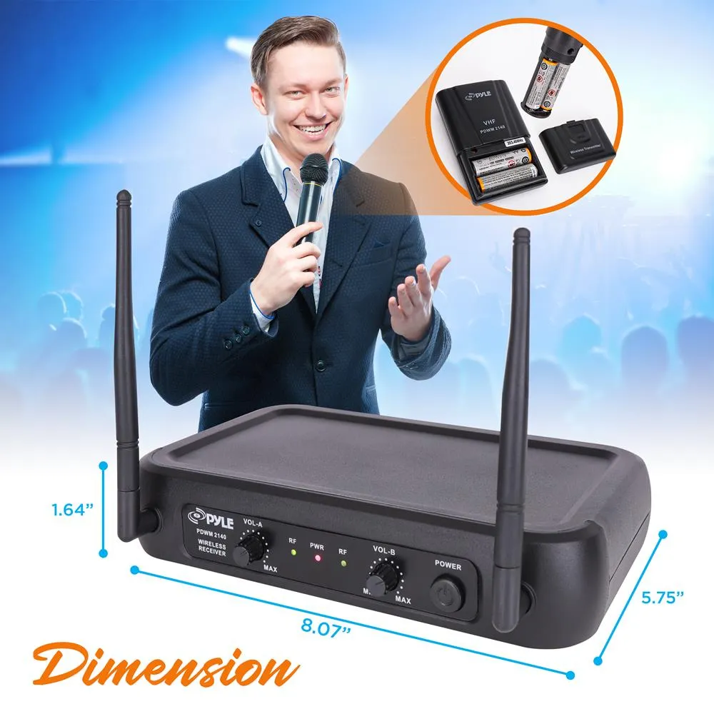 Vhf Wireless Microphone System, Fixed Frequency, Independent Adjustable Volume Controls (Includes Handheld Mic, Body Pack Transmitter, Lavalier Mic, Headset Mic)