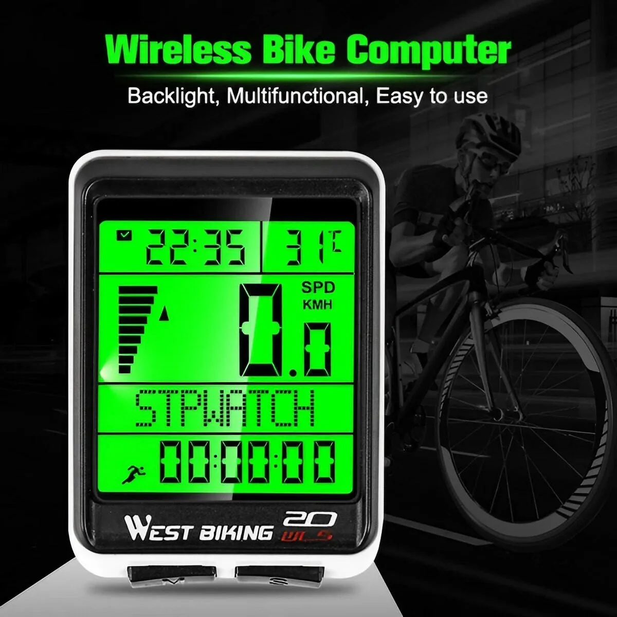 Waterproof Wireless Cycling Bike Computer Multifunction LCD Bicycle Speedometer 5 Language Odometer