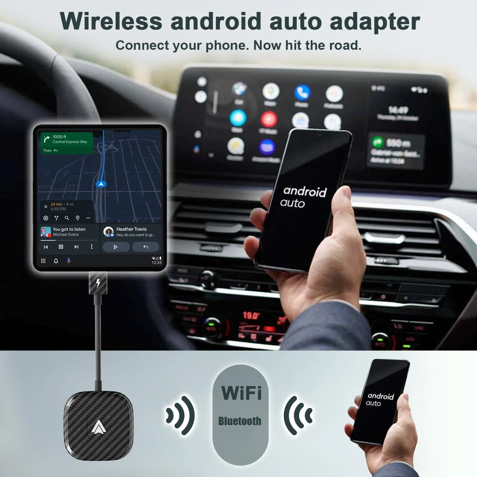 Wireless Adapter Compatible For CarPlay Android Auto 2.4Ghz 5GHZ