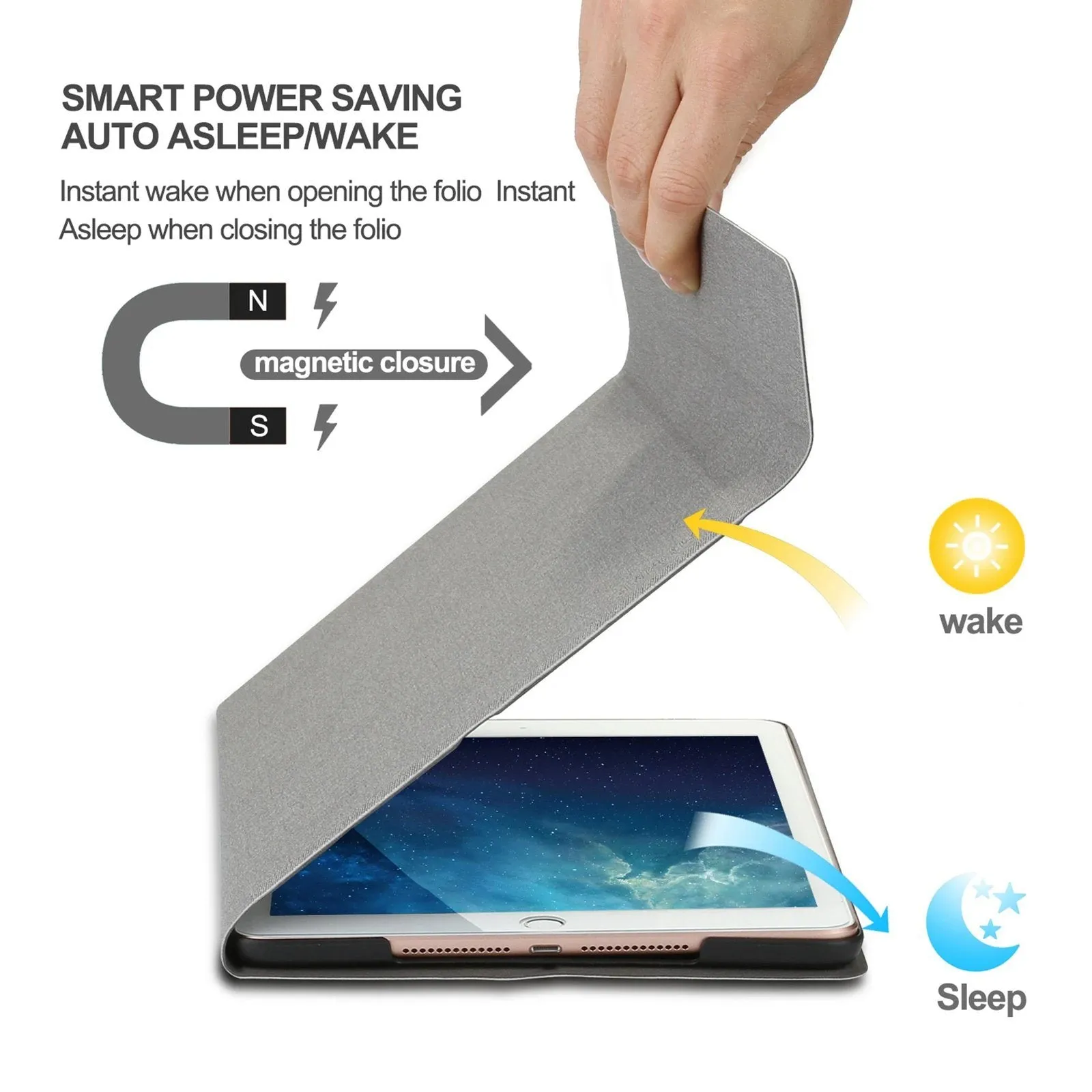 Wireless Bluetooth Keyboard Case with Keyboard for iPad 9.7" 17/18 A1822, A1823 and A1893