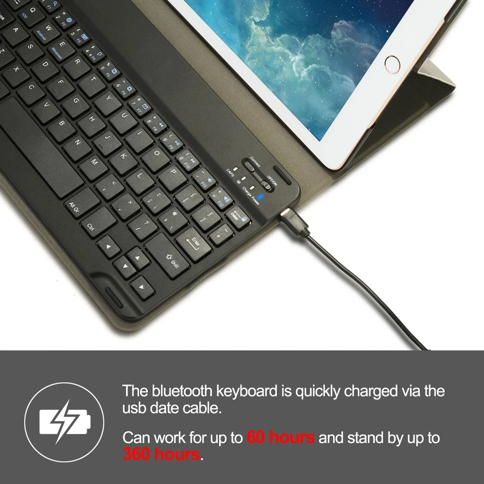 Wireless Bluetooth Keyboard Case with Keyboard for iPad 9.7" 17/18 A1822, A1823 and A1893