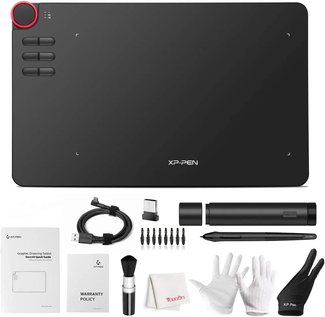 XP-PEN Deco 03 Drawing Tablet, 8091 Level Pen Stylus, Battery-Free, 2.4G Wireless Connectivity, Shortcut Dial, Programmable Buttons, Works with Windows 11/10/8/7, Mac OS, Chromebook